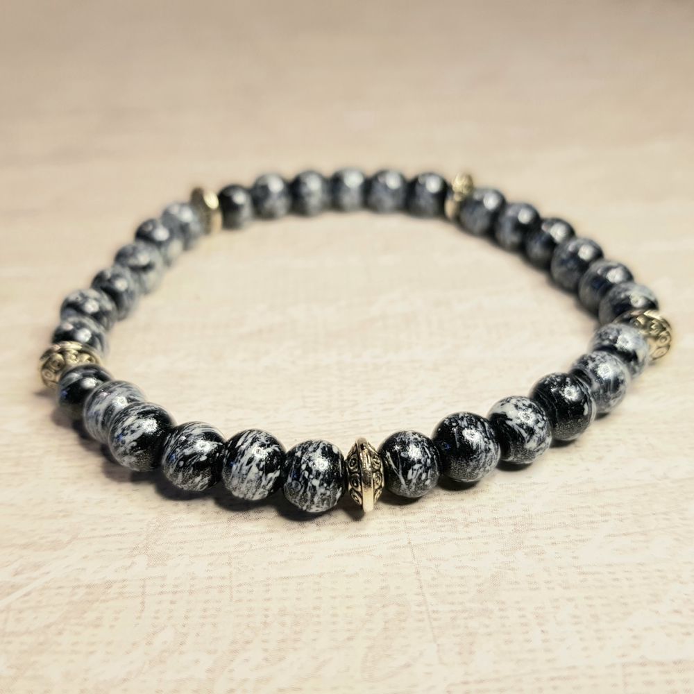 Armband Perlen schwarz-weiß