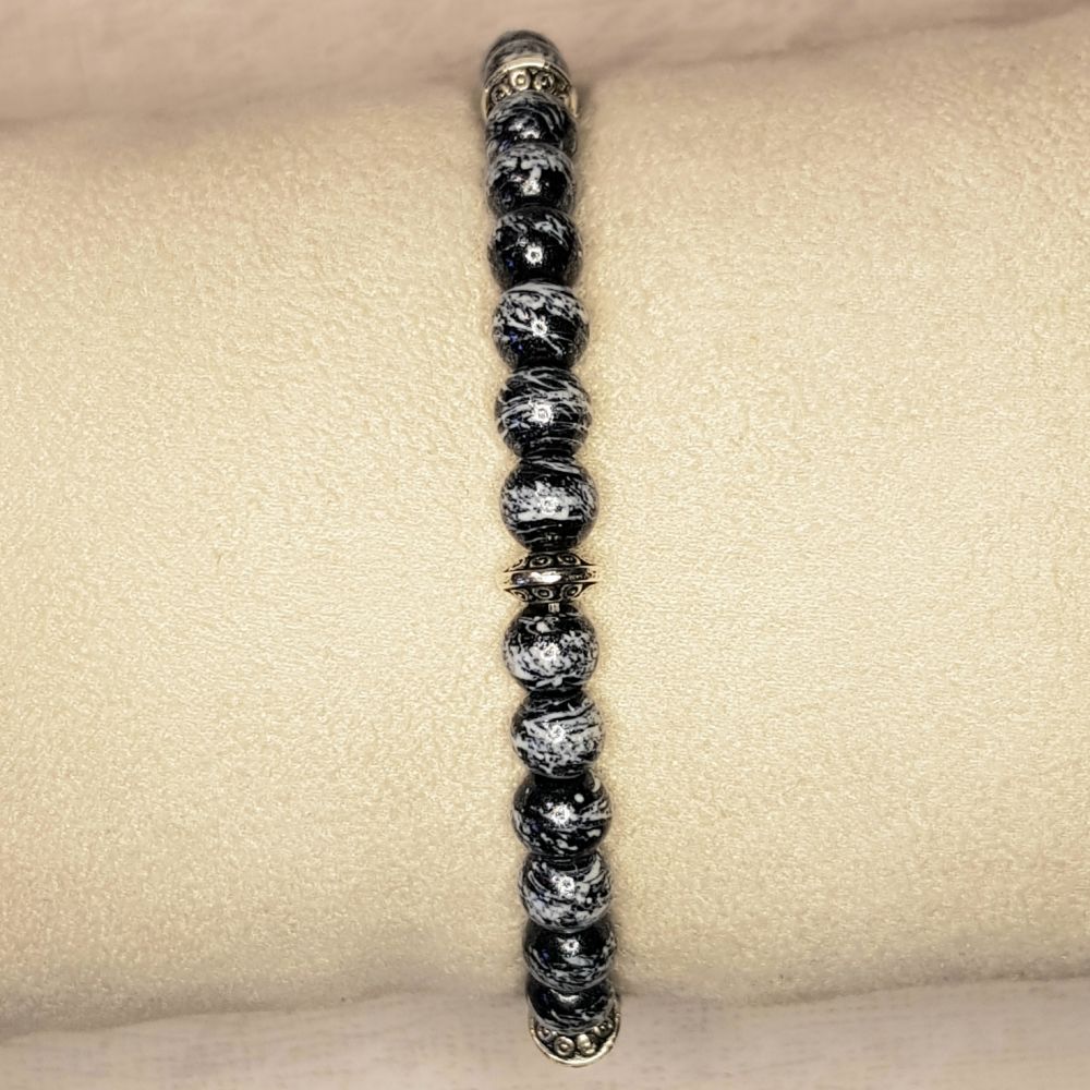 Armband Perlen schwarz-weiß