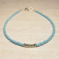 Armband Roccailes Blau Silber