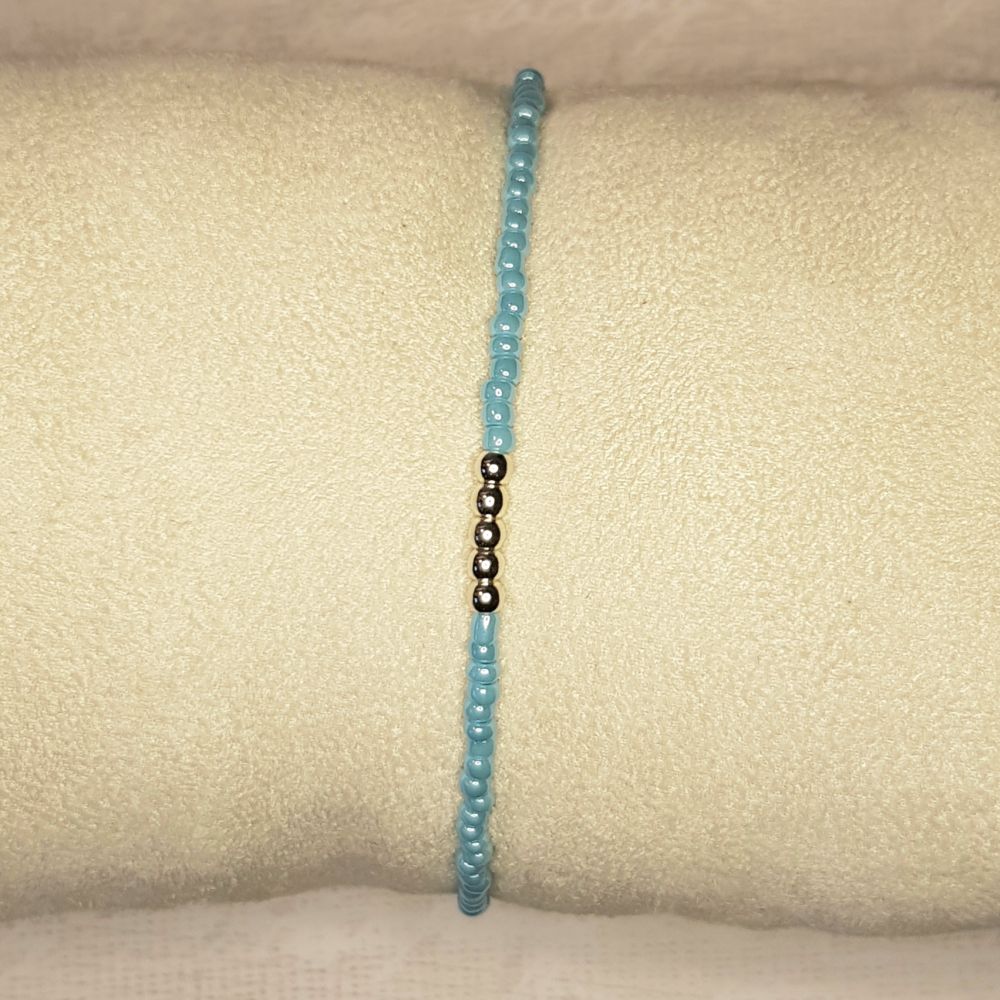Armband Roccailes Hellblau silber