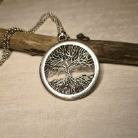 Halskette Baum rund in silber