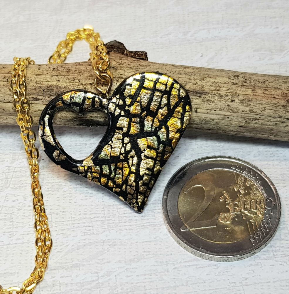 Halskette Herz Gold Fimo