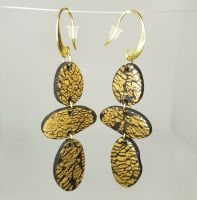 Ohrringe Fimo Steine Schwarz gold