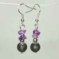 Ohrring Natur Lavagestein Amethyst