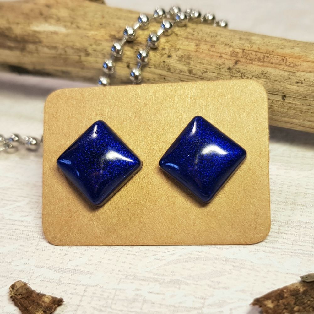 Ohrstecker Blau Schimmer