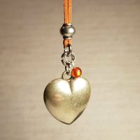Halskette Herz rot-orange in Silber
